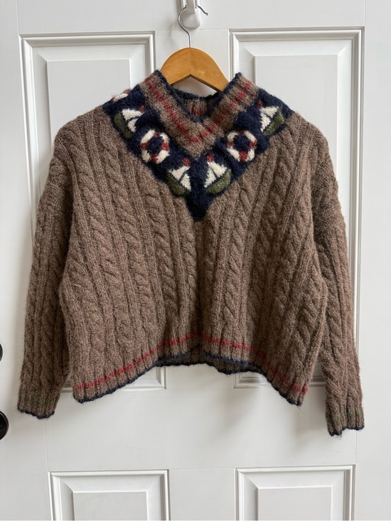 Sweaters - Nautical Hand Knitted Merino Wool Sweater Heavyweight Boxy Cropped Coastal